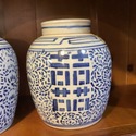 Pair Blue White Ginger Jars Double Double Happines