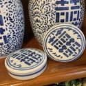 Pair Blue White Ginger Jars Double Double Happines
