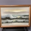 Oil Painting Seascape Nautical Crashing Waves Seag