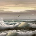 Oil Painting Seascape Nautical Crashing Waves Seag