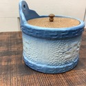 Blue and White Stoneware Salt Crock Replaced Wood 