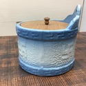 Blue and White Stoneware Salt Crock Replaced Wood 