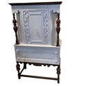 Vintage China Cabinet Painted Gray w Natural Dark 