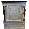 Vintage China Cabinet Painted Gray w Natural Dark 