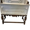 Vintage China Cabinet Painted Gray w Natural Dark 