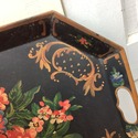 Vintage Toleware Tole Tray Hand Painted Metal Tray