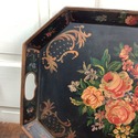 Vintage Toleware Tole Tray Hand Painted Metal Tray