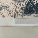 Antique Engraving Print Stone Cottage Village Well