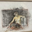 Original Female Nude Charcoal Drawing Reg 1957 Pen