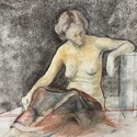 Original Female Nude Charcoal Drawing Reg 1957 Pen