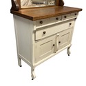Antique Petite Sideboard Buffet w Mirror Oak Wood 