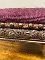 Antique Petit Point Needlepoint Stool Burgundy Flo