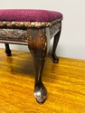 Antique Petit Point Needlepoint Stool Burgundy Flo