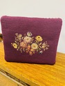 Antique Petit Point Needlepoint Stool Burgundy Flo