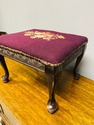 Antique Petit Point Needlepoint Stool Burgundy Flo