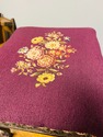 Antique Petit Point Needlepoint Stool Burgundy Flo