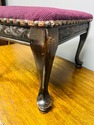 Antique Petit Point Needlepoint Stool Burgundy Flo