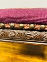 Antique Petit Point Needlepoint Stool Burgundy Flo
