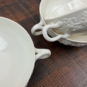 3 Flat Cream Soup Bowls Wedgwood Cream Color on Cr
