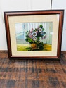 Vintage Oil Painting Still Life Colorful Pansies F