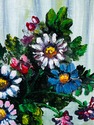 Vintage Oil Painting Still Life Colorful Pansies F