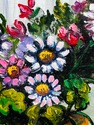 Vintage Oil Painting Still Life Colorful Pansies F