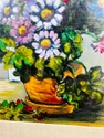 Vintage Oil Painting Still Life Colorful Pansies F