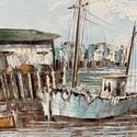 W. Jones Oil Painting Nautical Harbor Scene Trawle