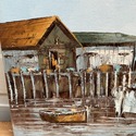 W. Jones Oil Painting Nautical Harbor Scene Trawle
