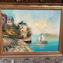 Oil Painting on Canvas Italian European Fishing Bo