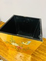 Oriental Asian Gold Lacquered Birds Floral Open Bo