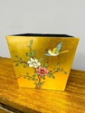 Oriental Asian Gold Lacquered Birds Floral Open Bo