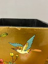 Oriental Asian Gold Lacquered Birds Floral Open Bo