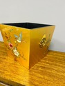 Oriental Asian Gold Lacquered Birds Floral Open Bo