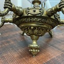 Vintage 6 Light Chandelier Bronze Metal Scroll Flo