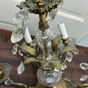 Vintage 6 Light Chandelier Bronze Metal Scroll Flo