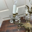Vintage 6 Light Chandelier Bronze Metal Scroll Flo