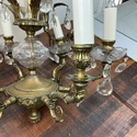 Vintage 6 Light Chandelier Bronze Metal Scroll Flo