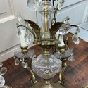 Vintage 6 Light Chandelier Bronze Metal Scroll Flo