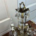 Vintage 6 Light Chandelier Bronze Metal Scroll Flo