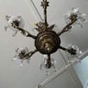 Vintage 6 Light Chandelier Bronze Metal Scroll Flo