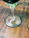 Empoli Italy Green Glass Decanter 5 Glass Silver O
