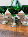 Empoli Italy Green Glass Decanter 5 Glass Silver O