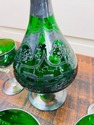Empoli Italy Green Glass Decanter 5 Glass Silver O