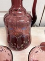 Bohemian Amethyst Glass Decanter w 4 Cordial Glass