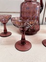 Bohemian Amethyst Glass Decanter w 4 Cordial Glass