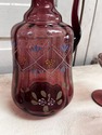 Bohemian Amethyst Glass Decanter w 4 Cordial Glass