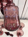 Bohemian Amethyst Glass Decanter w 4 Cordial Glass