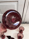 Bohemian Amethyst Glass Decanter w 4 Cordial Glass