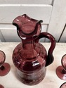 Bohemian Amethyst Glass Decanter w 4 Cordial Glass